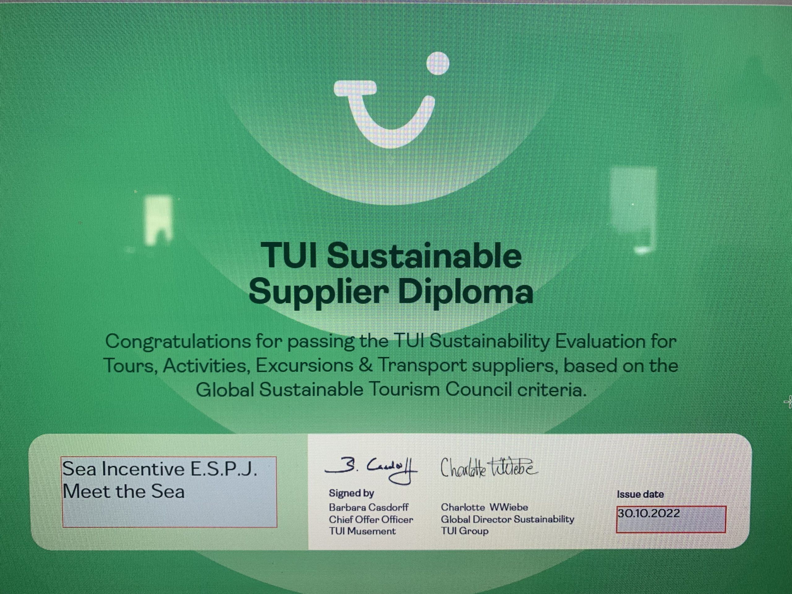 The TUI sustainability diploma