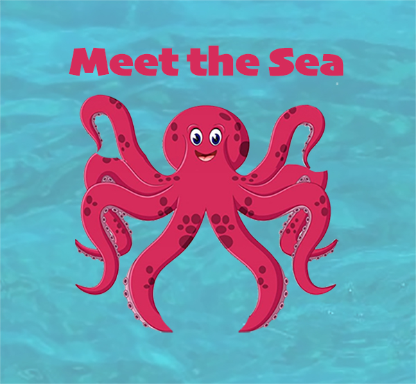 Meet the Sea octopus logo with marine backdrop